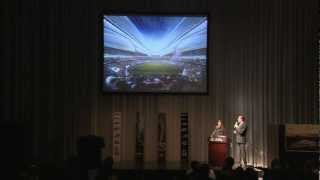 Zaha Hadid gives a presentation at the award ceremony for the international design competition [upl. by Lemkul620]