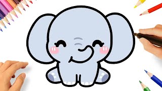 HOW TO DRAW A CUTE KAWAII ELEPHANT EASY 🐘 [upl. by Roanna]