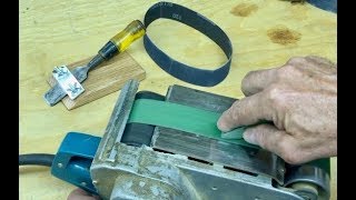 My Whizbang BeltSander ChiselSharpening Jig [upl. by Lebana347]