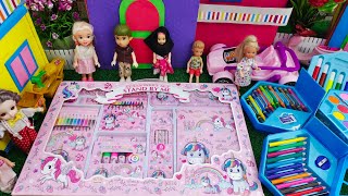 Big Unicorn stationery kit unboxing சீன் போட்ட சாரா செமையா மொக்க வாங்கிட்டா😁Barbie show tamil [upl. by Ahsyek]