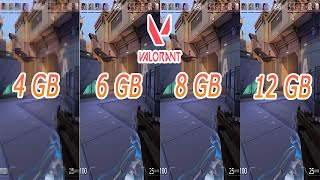 VALORANT  4GB VS 6GB VS 8GB VS 12 GB RAM FPS COMPARISON [upl. by Madalena]