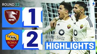 SALERNITANAROMA 12  HIGHLIGHTS  Roma secure backtoback wins  Serie A 202324 [upl. by Kerr524]