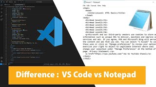 ភាពខុសគ្នាក្នុងការប្រើ Notepade vs Visual studio code [upl. by Yehudi]