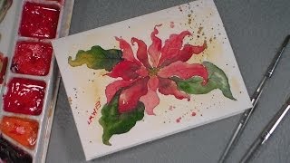 watercolor poinsettia tutorial [upl. by Resa]