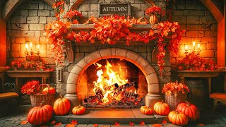 Cozy Autumn Halloween Ambience 🍁🎃 Autumn Halloween Fireplace Music 👻 Spooky Halloween Sounds [upl. by Sumedocin]