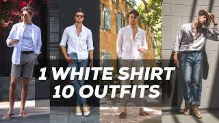 10 Ways to Style a White Shirt  Mens Fashion  Parker York Smith [upl. by Etteve]