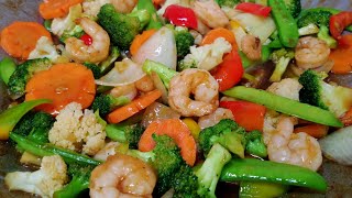 SHRIMP AND VEGETABLES STIR FRYRESTAURANT STYLE STIR FRY RECIPE [upl. by Lleral]