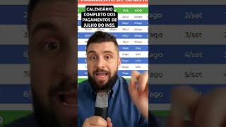 CALENDÁRIO COMPLETO DOS PAGAMENTOS DE JULHO DO INSS noticias inss auxilio aposentados [upl. by Vanni]