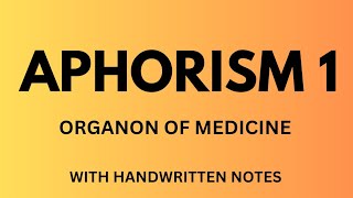 APHORISM 1  ORGANON OF MEDICINE bhms bhmsstudies bhmsstudents homoeopathy organon [upl. by Moguel892]