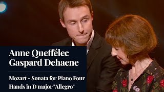 Anne Queffélec amp Gaspard Dehaene  Mozart  Sonata for Piano Four Hands in D major quotAllegroquot [upl. by Eliza]