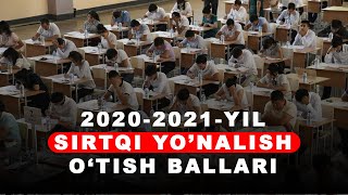 SIRTQI YONALISH OTISH BALLARI 2021 2020 BARCHA INSTITUTLARDA UNIVERSITETLARDA [upl. by Moffit]