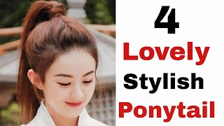 4 lovely ponytail  easy pony hairstyle for girls [upl. by Annot]