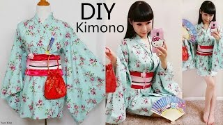 DIY Easy KimonoYukata with Easy Pattern  DIY Cosplay Costume  Designed by me [upl. by Kalil]