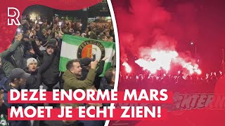 🔴⚪  BIZAR Feyenoordsupporters lopen LANGE MARS richting CELTIC PARK [upl. by Denys]