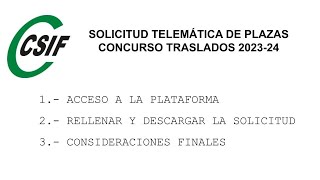 ¿CÓMO RELLENAR LA SOLICITUD TELEMÁTICA DE PLAZAS DEL CONCURSO TRASLADOS 202324 [upl. by Caddaric]