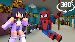 Aphmau vs SPIDERMAN Impostor  Among Us Minecraft 360° [upl. by Kasevich]