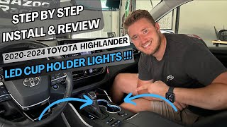 LED Ambient cup holder lights for 20202024 Toyota Highlander CarTrimHome [upl. by Arved]