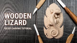 Wood Relief Carving Wooden Lizard Carving Tutorial [upl. by Angeline363]