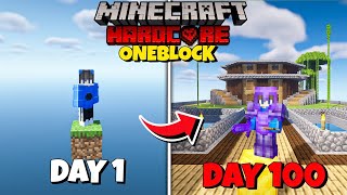 I Survived 100 Days On OneBlock In Minecraft Hardcore Hindi Part2 [upl. by Dopp]