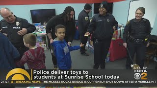 Police deliver presents to students at the Sunrise School in Monroeville [upl. by Staford]