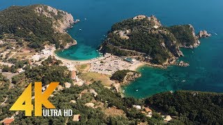 Greece Aerial 4K  Birds Eye View of Santorini Corfu and Athens  3 HOUR Ambient Drone Film [upl. by Trebliw]