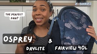 OSPREY DAYLITE WITH OSPREY FAIRVIEW 40L VS FARPOINT 55L  Korea Diaries EP 3 [upl. by Merline]