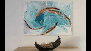 Acryl malen ganz einfach  abstrakt Türkis für Anfänger  Easy Acrylicpainting for Beginners [upl. by Toft]