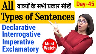 Type of sentences  Types of Sentences in English Grammar  EC Day45 [upl. by Portingale]