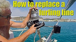 How to replace a head sail furling line  Sailing A B Sea Ep085 [upl. by Wadleigh]