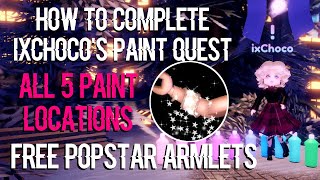 How To Complete Paint Quest ALL 5 Paint LOCATIONS For FREE Popstar Armlets Royale High Update 2022 [upl. by Aksel]