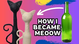 Cat Sculpture  How To Make A Paper Mache Cat  Unique Bottle Craft Ideas 🐈 [upl. by Akimyt957]