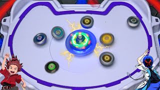 We made BEYBLADES battle against the INFINITE SPINNING TOP [upl. by Ahsinnek937]