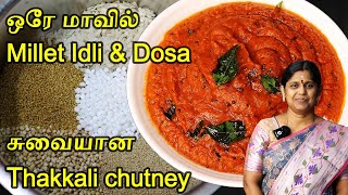 இனி குழந்தைகள் விரும்பி சாப்பிடுவார்கள்  Millet dosa Idli recipe in tamil  Thakkali Chutney tamil [upl. by Ainer]