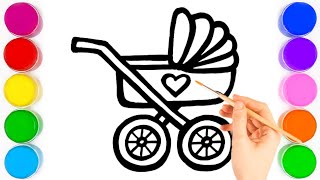 Stroller Drawing Painting amp Coloring For Kids and Toddlers Child Art [upl. by Arykat]