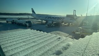 Finnair Icy Snowy Landing into HelsinkiVantaa Airport [upl. by Debera]