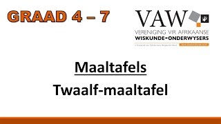 Graad 4  7 Twaalfmaaltafel wiskvaw wiskdo [upl. by Shaefer115]