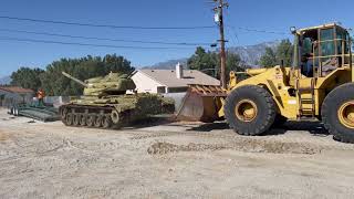 Moving the M48 Patton tank onto the trailer [upl. by Kasper]