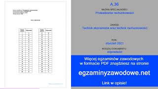 Egzamin zawodowy odpowiedzi A36 Prowadzenie rachunkowości styczeń 2021 [upl. by Shirlee521]