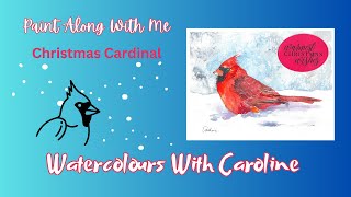 Christmas Cardinal in Watercolour [upl. by Iharas]