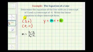 Ex Find the Equation of a Line in Slope Intercept Form Given the X and Y Intercepts [upl. by Pavyer]