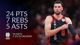 Zach LaVine 24 pts 7 rebs 5 asts vs Nets 2324 season [upl. by Snowber]