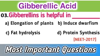 Plant Physiology MCQ  Gibberellins Hormone  Biology MCQs  NEET 2023 [upl. by Hanleigh626]