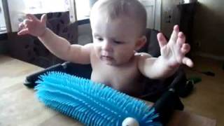 Cute Baby Scares Worm Toy Breakatwork [upl. by Oicinoid55]