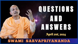 Ask Swami with Swami Sarvapriyananda  April 21st 2024 [upl. by Tadich352]