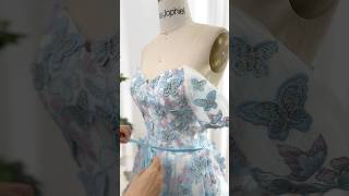 Making a corset off the shoulder butterfly long prom dress dress fashion sewing prom wedding [upl. by Earezed]