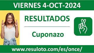 Resultado del sorteo Cuponazo del viernes 4 de octubre de 2024 [upl. by Orimlede306]