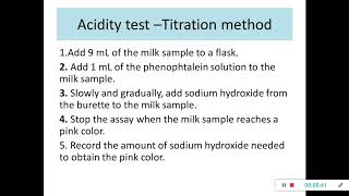 Determination of Titratable Acidity of milk SamplePercentage of Lactic AcidFood Chemistry [upl. by Eelyr]