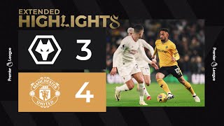 Late defeat in sevengoal thriller Wolves 34 Manchester United  Extended highlights [upl. by Kcod]