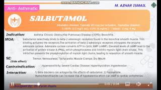 Salbutamol Indications Mechanism of Action Contraindications Side effects [upl. by Nirda]