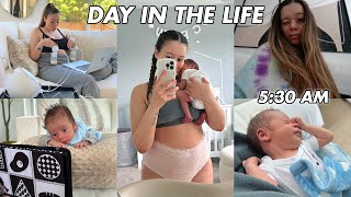 A Day in the Life with a NEWBORN what to expect exclusively pumping  postpartum recovery [upl. by Trebornhoj]